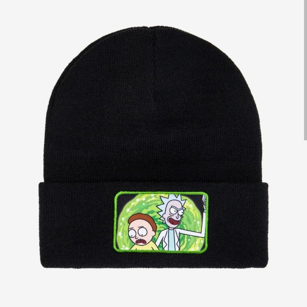 Bioworld Rick And Morty Black Beanie w/Green Duo Patch. Unisex. NWT.